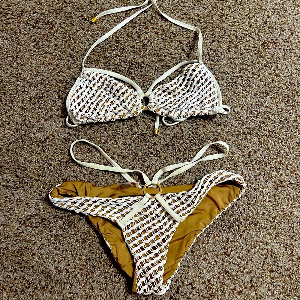 Beach bunny white mesh bikini